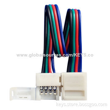 10/12mm PCB FPC Connector for 5050 RGB LED Strip, Easy to Install, 4-pin Two Connector with Wire